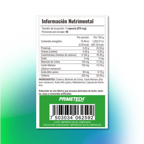 DX+PLUS Antioxidante Primetech 90 caps 750 mg c/u