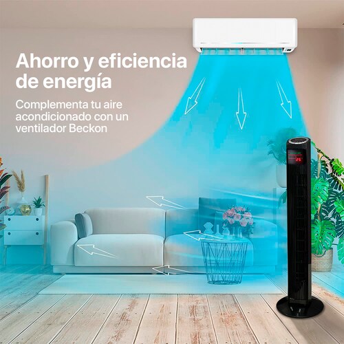 Ventilador de Torre con Control Remoto Oscilación 91.4 cm Beckon BV-9