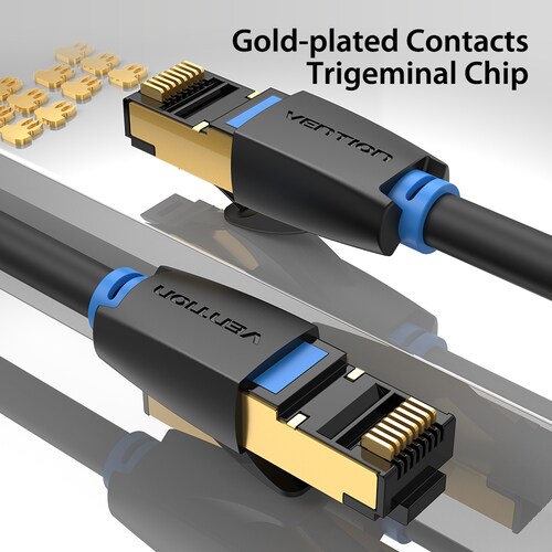 Cable Ethernet Vention Cat 8 Gigabit Reforzado Conector Rj45 1m