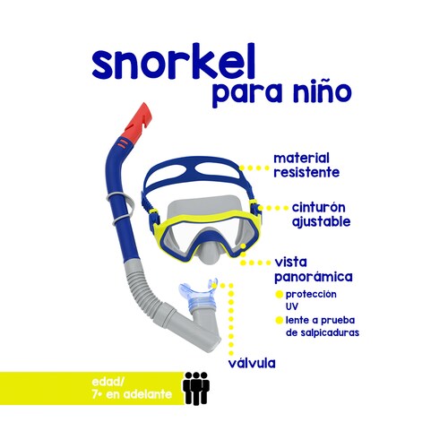 Kit De Buceo Snorkel Bestway Infantil Protección UV 