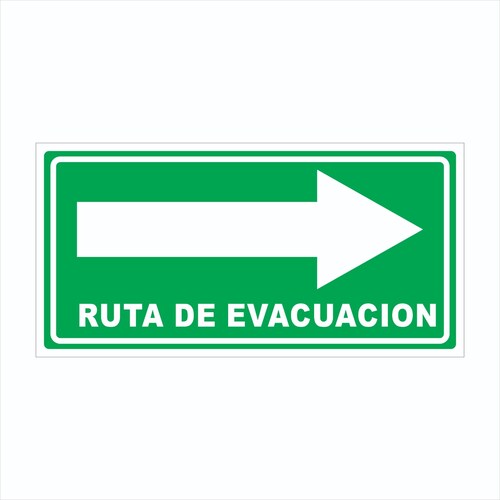 Señalamiento Ruta De Evacuación  Para Comercio en Serigrafia Marca IMPRIME Set De 10 Pzas 30 x 15cm
