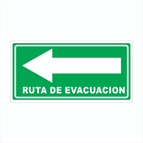 Señalamiento Ruta De Evacuación  Para Comercio en Serigrafia Marca IMPRIME Set De 10 Pzas 30 x 15cm