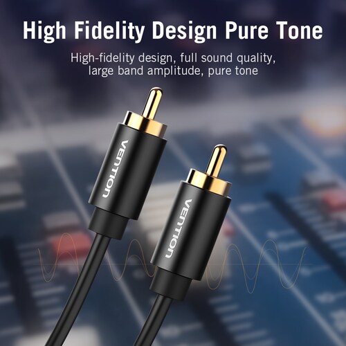 Cable de Audio Rca A Rca Coaxial Vention Alta Calidad Sonido 2m