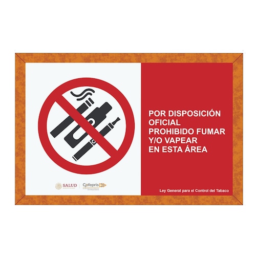 Señalamiento Prohibido Fumar Y/o Vapear con Vinil Impreso en Alta  Resolucion Marca IMPRIME Trovicel de