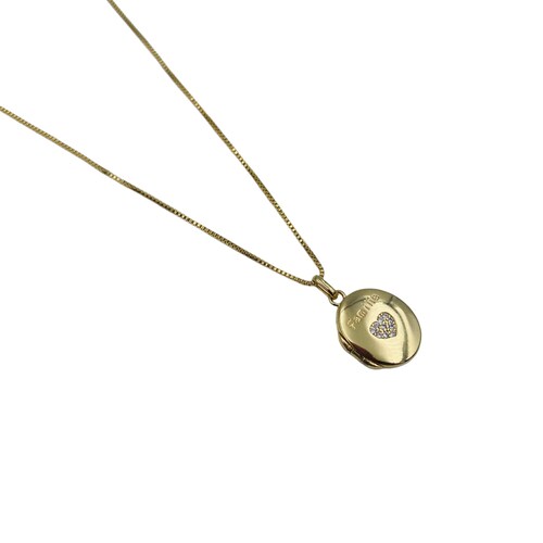 Collar relicario Familia- Baño de oro 18K Corazon.