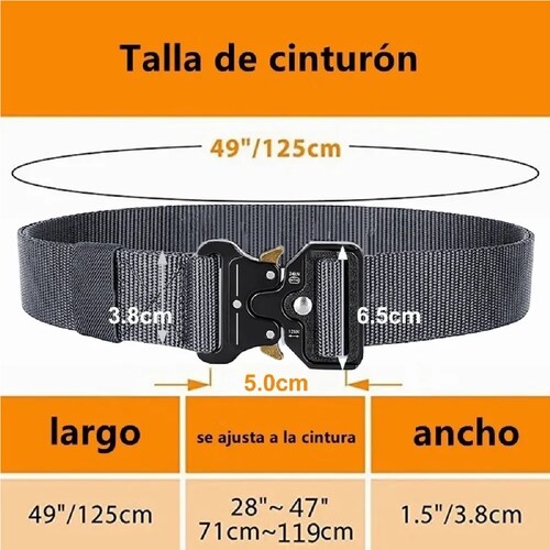 Cinturón Táctico Con Engranajes De Soporte De Llavero 125cm Gris