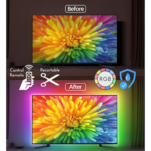 Tira LED RGB USB 2 Metros Multicolor Decorativa Anti Agua DOSYU