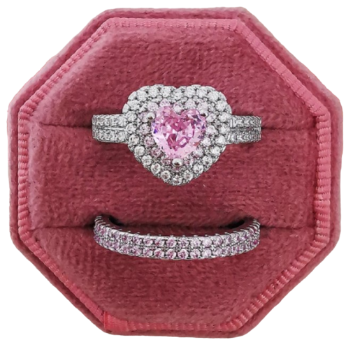 Anillo Promesa Corazón De Zirconias Rosa Amour Y Churumbela.