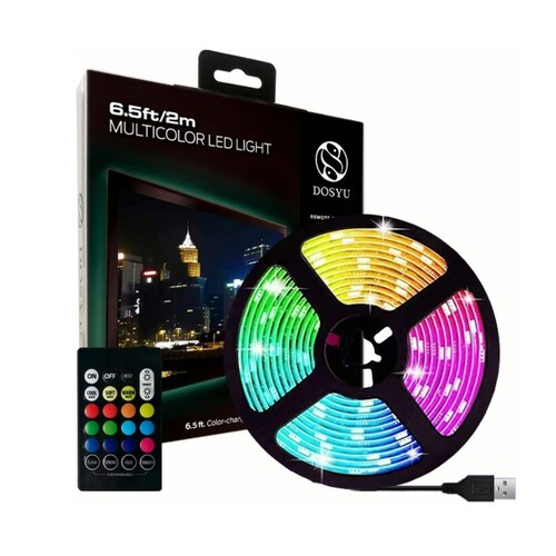 Tira LED RGBW USB Light Strip 2 metros Blanco Frio/Cálido Multi-color/Multi-white Anti Agua DOSYU