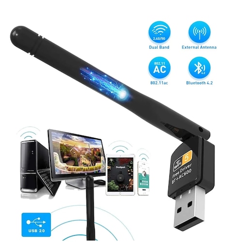 Antena Usb Wifi Adaptador Inalámbricade 600mbps Bluetooth