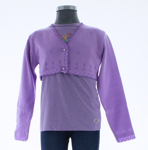 Sueter Niña Bolero Lila Tejido 3029 1 a 16 Años.