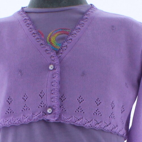 Sueter Niña Bolero Lila Tejido 3029 1 a 16 Años.