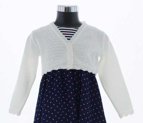 Sueter Niña Bolero Blanco Tejido 3030 1 a 10 Años.