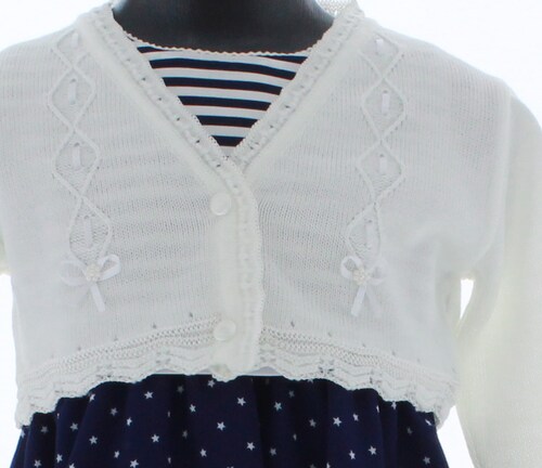 Sueter Niña Bolero Blanco Tejido 3030 1 a 10 Años.
