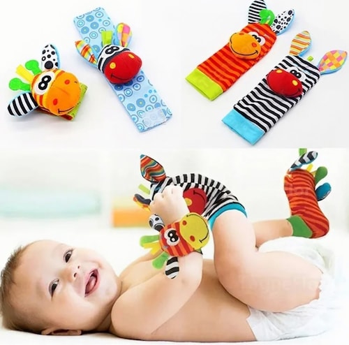 Calcetines para sonajero de muñeca para bebés niños y niñas de 0 a 36  meses, bebé recién nacido, sonajero suave para manos y pies de 0 a 3 años
