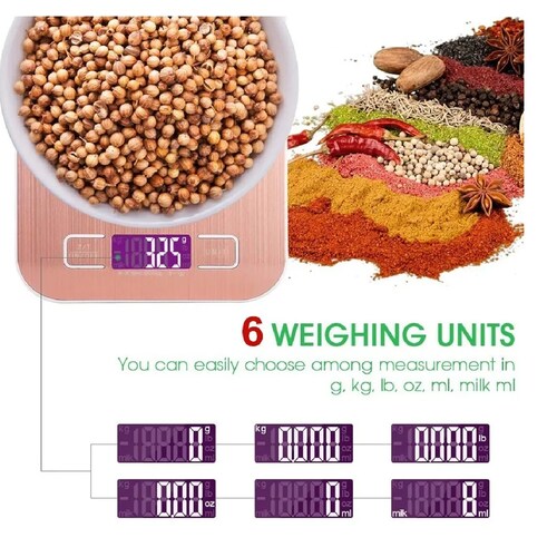 Báscula Digital Para Cocina Usb Recargable Balanza 5kg/11lbs