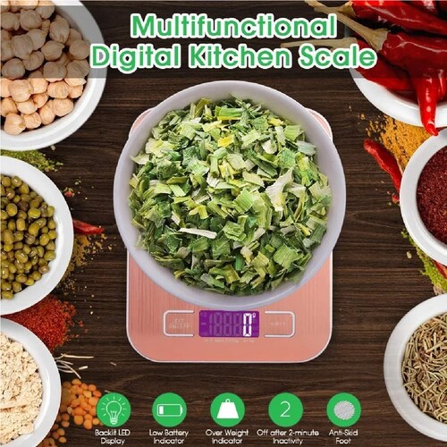 Báscula Digital Para Cocina Usb Recargable Balanza 5kg/11lbs