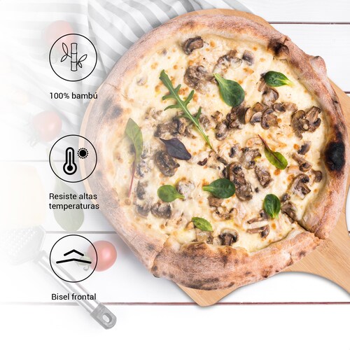Tabla pala para pizza cuadrada de bambú Tutti.