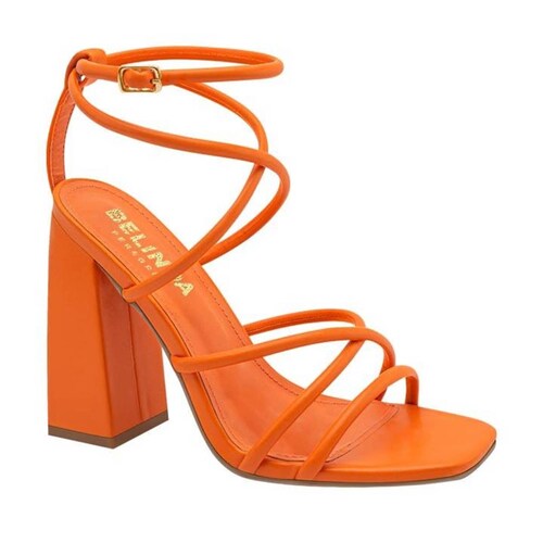 Sandalia con tacón y tiras, color naranja, marca Belinda Peregrin, mod. 1067251