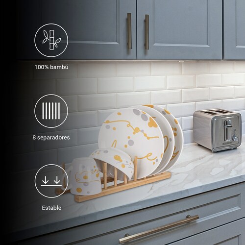 Escurridor organizador de platos de bambú Tutti