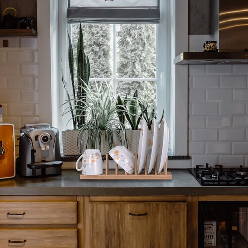 Escurridor organizador de platos de bambú Tutti