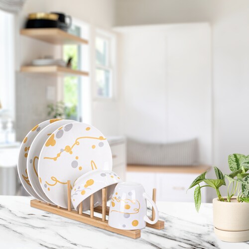 Escurridor organizador de platos de bambú Tutti