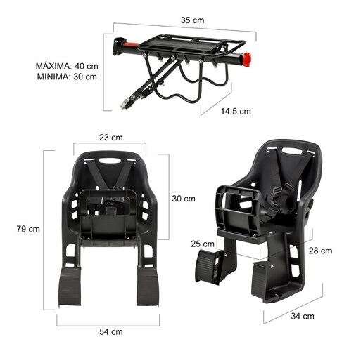 Asiento Trasero Bicicleta Universal Ajustable Niño Bebé