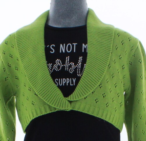 Sueter Niña Bolero Verde Tejido 3138 8 a 16 Años.