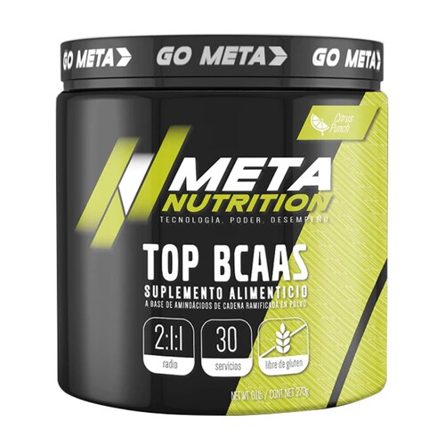 Aminacidos Meta Nutrition Top BCAAs 240g 30 serv. - Fresa