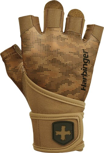Guantes Muñequera Hombre Harbinger Gym Grip Wristwrap Camo