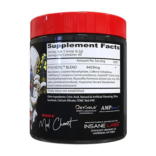 Pre-Entreno Insane Labz Psychotic 376g 60 Serv. - Sandia.