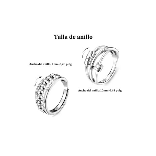 2 Anillo Anti-ansiedad Cuentas Anillo De Joyería Con Caja