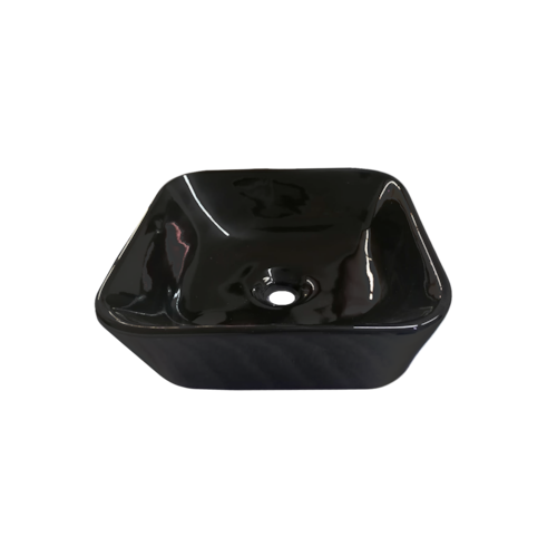 LAVABO OVALIN MINI CUADRADO NEGRO BRILLANTE 33X33CM.