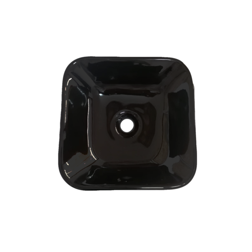 LAVABO OVALIN MINI CUADRADO NEGRO BRILLANTE 33X33CM.