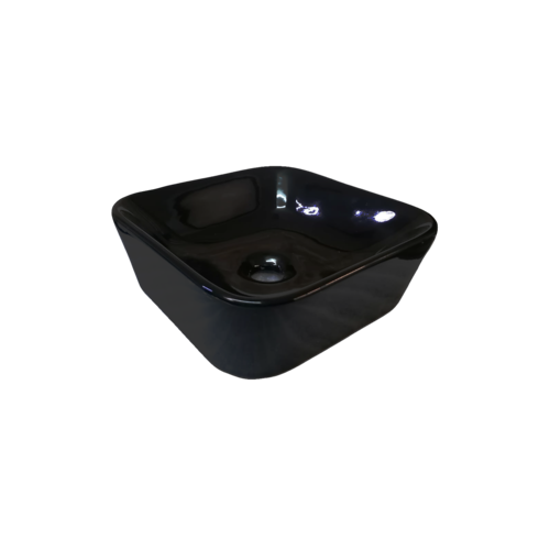 LAVABO OVALIN MINI CUADRADO NEGRO BRILLANTE 33X33CM.