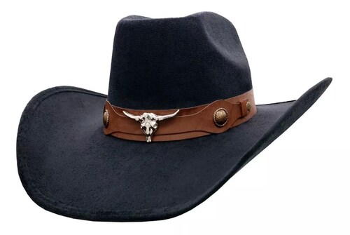 Sombrero Unisex Vaquero Texana 8 Segundos Gamuza Toquilla Taurina 134 Negro.