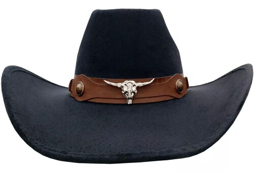 Sombrero Unisex Vaquero Texana 8 Segundos Gamuza Toquilla Taurina 134 Negro.
