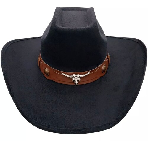 Sombrero Unisex Vaquero Texana 8 Segundos Gamuza Toquilla Taurina 134 Negro.