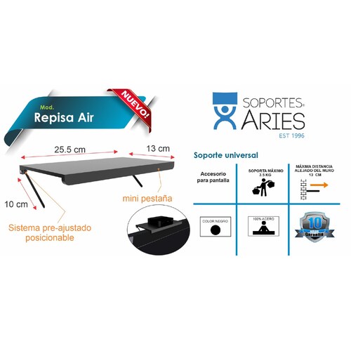 Repisa Flotante Air Aries Para TV o Monitores PC.