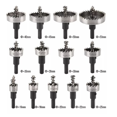 Set 13 Brocas Sierras Corta Circulo Metal 16-53mm Hss Acero Inox
