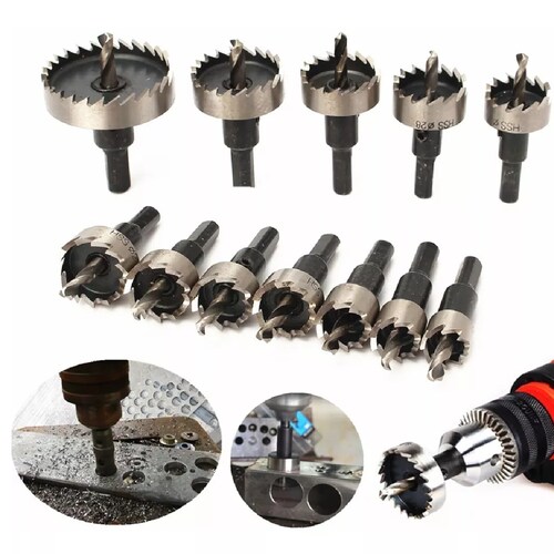 Set 13 Brocas Sierras Corta Circulo Metal 16-53mm Hss Acero Inox