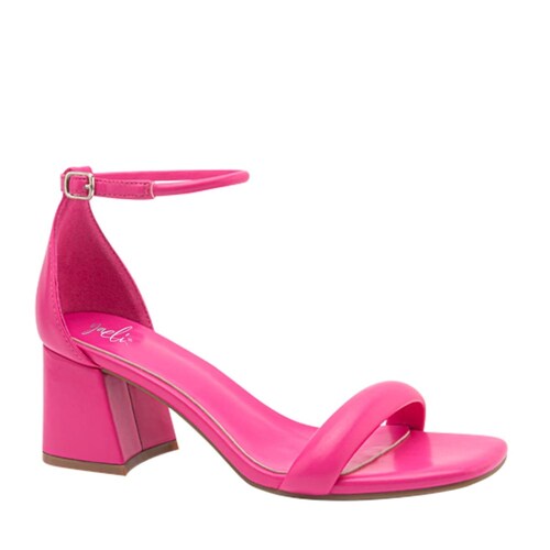 Sandalia acolchada monocolor fucsia marca Yaeli, con tacón medio y pulsera, mod. 1061109