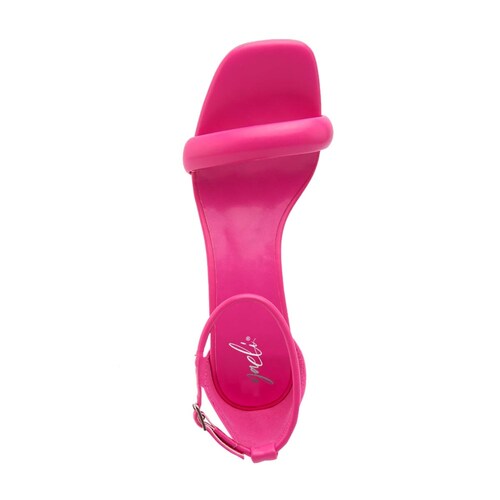 Sandalia acolchada monocolor fucsia marca Yaeli, con tacón medio y pulsera, mod. 1061109