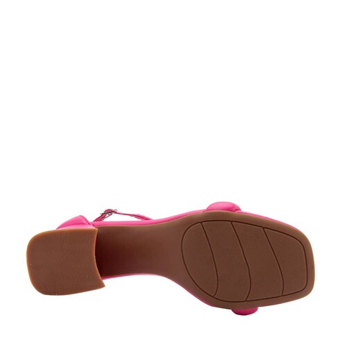 Sandalia acolchada monocolor fucsia marca Yaeli, con tacón medio y pulsera, mod. 1061109