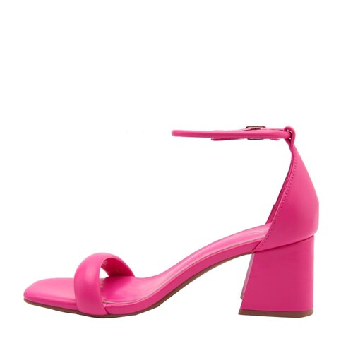 Sandalia acolchada monocolor fucsia marca Yaeli, con tacón medio y pulsera, mod. 1061109