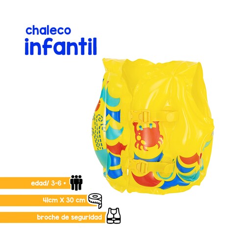 Chaleco Flotador Salvavidas Bestway Infantil Amarillo 41 cm