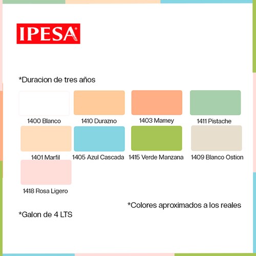 Cubeta 4 Litros Vinilica Colorbel 3 Años Ipesa Interior Lavable