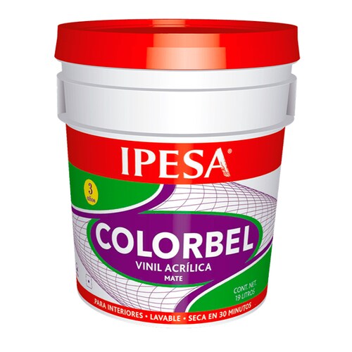 Cubeta 4 Litros Vinilica Colorbel 3 Años Ipesa Interior Lavable