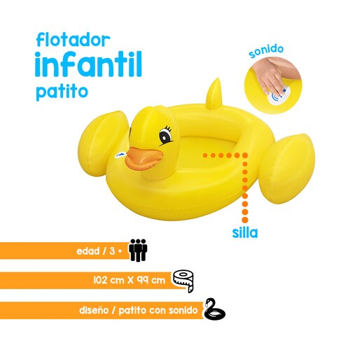 Bote Salvavidas Inflable De Pato Con Sonido 3 Años Bestway