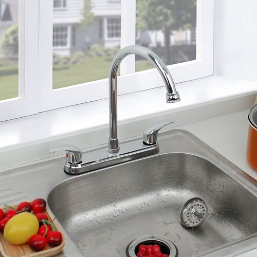 Mezcladora Llave Fregadero Doble Comando Cocina Inoxidable